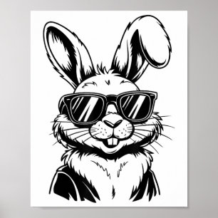 Poster Visage De Lapin Avec Sungels Pour Hommes Garçons E