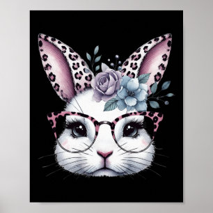 Poster Visage de lapin de Pâques mignon pour filles