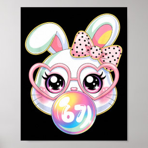 Poster Visage de lapin mignon pour femmes filles enfants