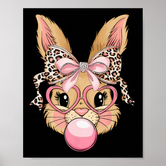 Poster Visage de léopard de lapin de Bunny mignon Fille G (Devant)
