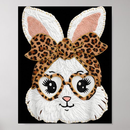 Poster Visage de léopard de lapin de lapin mignon Fille G (Devant)