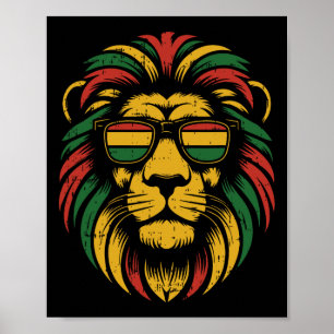 Poster Visage de Lion panafricain Junten Animal Black His