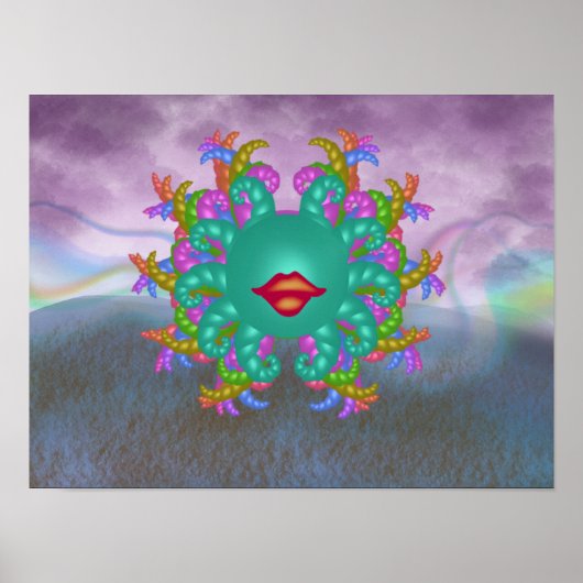 Poster Visage de Méduse Arc-en-Ciel Psychédélique (Devant)