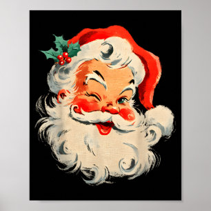 Poster Visage de Père Noël cool Noël joyeux Rétro Vintage