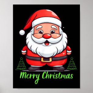 Poster Visage de Père Noël drôle Joyeux Noël Gif Vintage