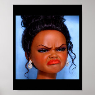 Poster Visage de poupée noire dégoûté et en colère mème V