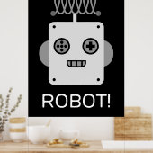 Poster Visage de Robot Rétro avec Antenne Ludique  (Cuisine)