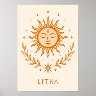 Poster Visage de soleil céleste itha Couronne botanique A