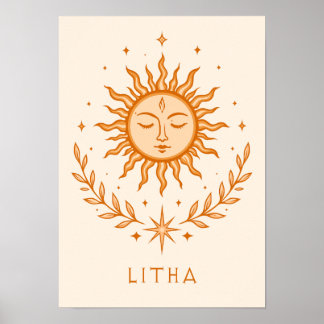Poster Visage de soleil céleste itha Couronne botanique A