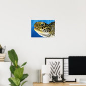 Poster Visage de tortue verte pour enfants stylisée (Bureau à domicile)