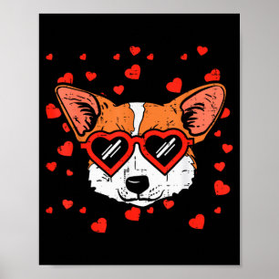 Poster Visage de Welsh Corgi Cœur Gles Mignon Saint-Valen