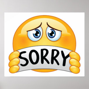 Poster Visage d'Emoji Triste et Désolé Tenant un Panneau