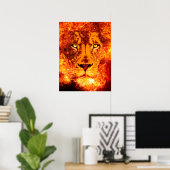 Poster Visage du lion flamboyant (Bureau à domicile)