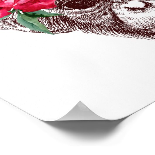 Poster Visage du singe de fleurs (Coin)