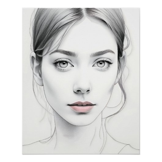 Poster Visage féminin minimaliste (Devant)