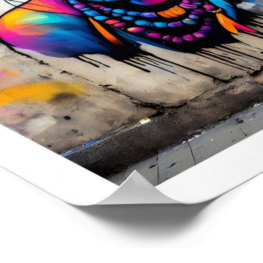 Poster Visage Flower Power d'une femme hippie (Coin)