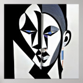 Poster Visage géométrique abstrait cubiste (Devant)