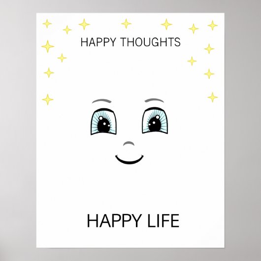 Poster Visage heureux avec étoiles motivationnel (Devant)