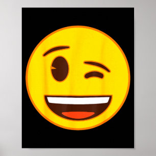 Poster Visage jaune de sourire clin d'œil Emoji officiel