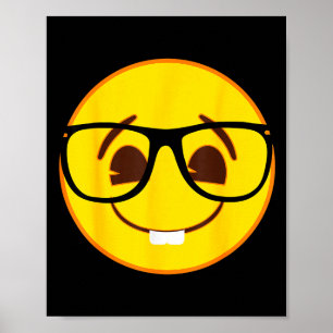 Poster Visage jaune de sourire de nerd Emoji officiel Gle