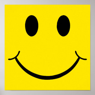 Poster Visage Jaune Heureux Classique des Années 70