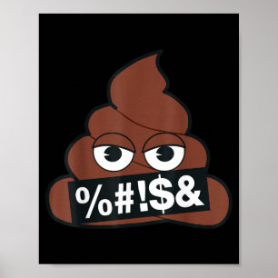 Poster Visage Jaune Sourire Censuré Caca Emoji Officiel