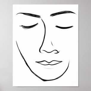 Poster Visage minimaliste d'art en ligne