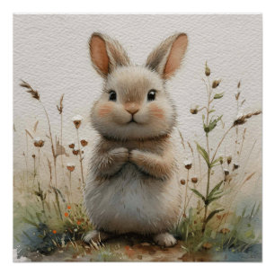 Poster Visage Poilu : Un Lapin un Peu Fantaisiste