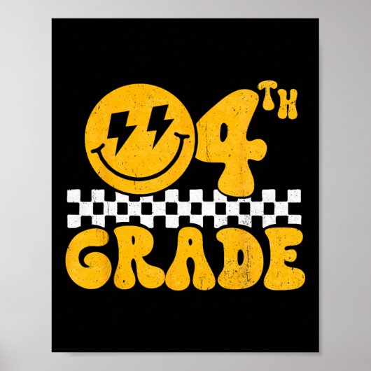 Poster Visage souriant groovy 4e année professeur de quat (Devant)