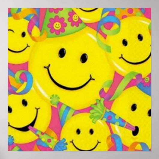 Poster Visage souriant jaune (Devant)