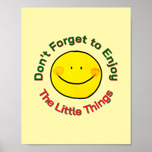 Poster Visage Souriant Jaune Heureux Profitez des Petites