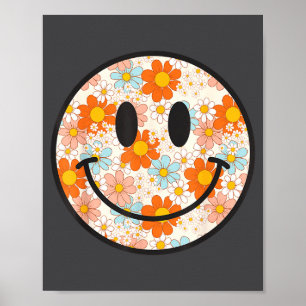 Poster Visage Sourire Fleur de Daisy Rétro Heureux Style