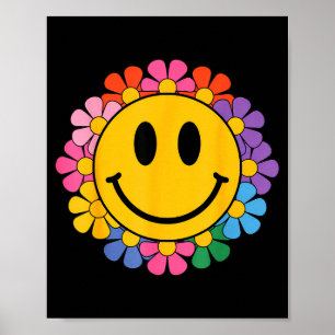 Poster Visage Sourire Fleur Retro Heureux Esthétique Prép
