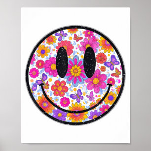 Poster Visage Sourire Fleur Retro Heureux Hommes Esthétiq