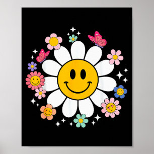 Poster Visage Sourire Joyeux Rétro Marguerite Style Prépa