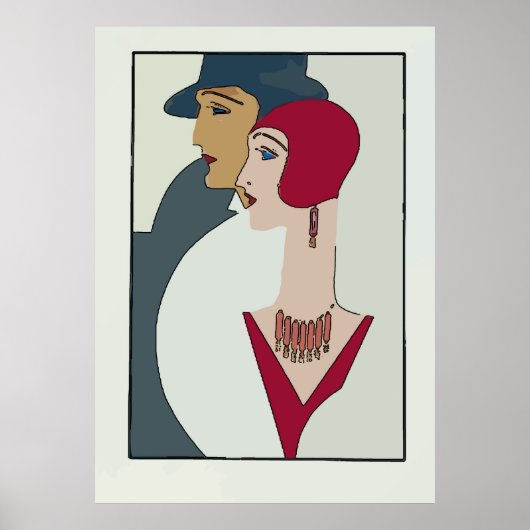 Poster Visages Art déco, ajouter du texte (Devant)