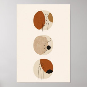 Poster Visages d'art en ligne minimaliste Portrait abst