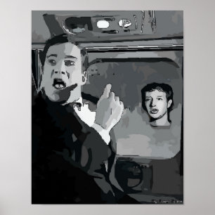 Poster Visages de dessin sur avion