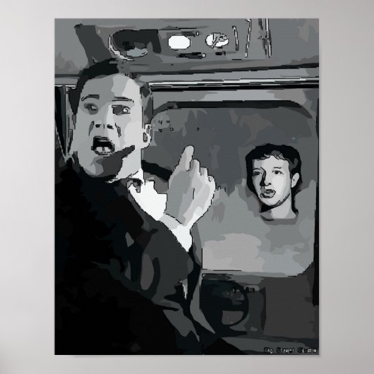 Poster Visages de dessin sur avion (Devant)
