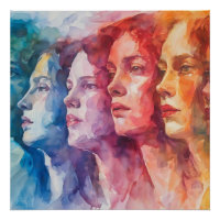 Visages des femmes - Peinture aquarelle