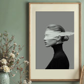 Poster Vision Abstraite : Portrait de peinture monochrome