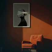 Poster Vision Abstraite : Portrait de peinture monochrome