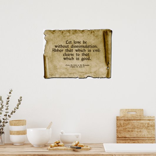 Poster Visions Wallhanging-scroll : Romains 12:9 (Cuisine)