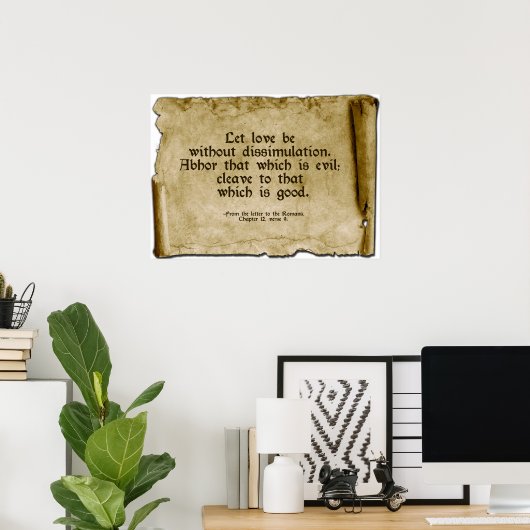Poster Visions Wallhanging-scroll : Romains 12:9 (Bureau à domicile)