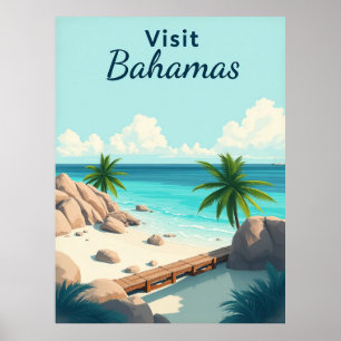 Poster Visite Illustration Vintage Bahamas
