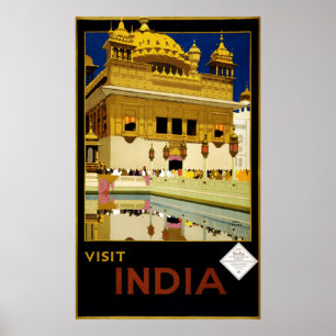 Poster Visite vintage Inde Golden Temple Travel