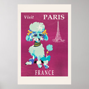 Poster Visite vintage Paris (Poodle français)
