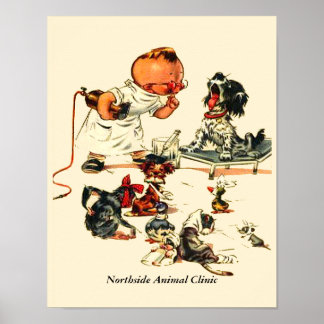 Poster Visite vintage Vétérinaire au vétérinaire Personna
