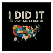 Poster Visited All 50 US States - USA Map Travel - Visit (Devant)