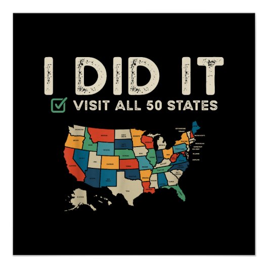 Poster Visited All 50 US States - USA Map Travel - Visit (Devant)